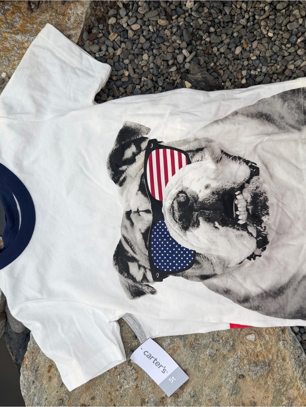 Carter's White Tee with Patriotic Sunglasses Graphic